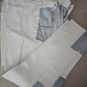 Blue and white jeans